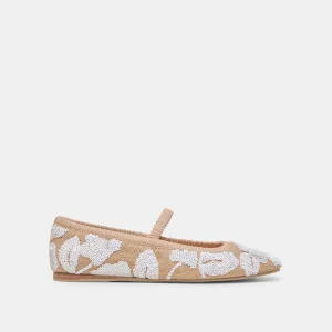RHODIE BALLETTFLATS NATUR MULTI BLUMEN SEQUIN