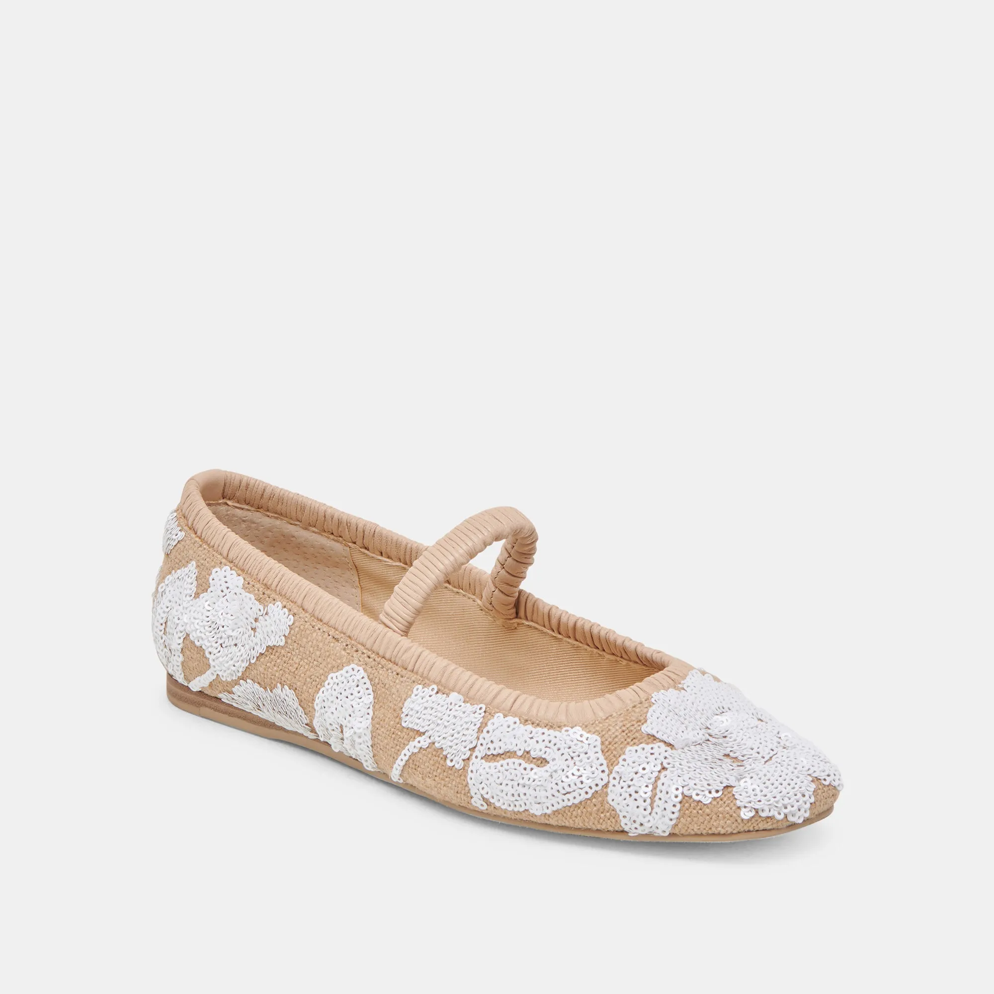 RHODIE BALLETTFLATS NATUR MULTI BLUMEN SEQUIN