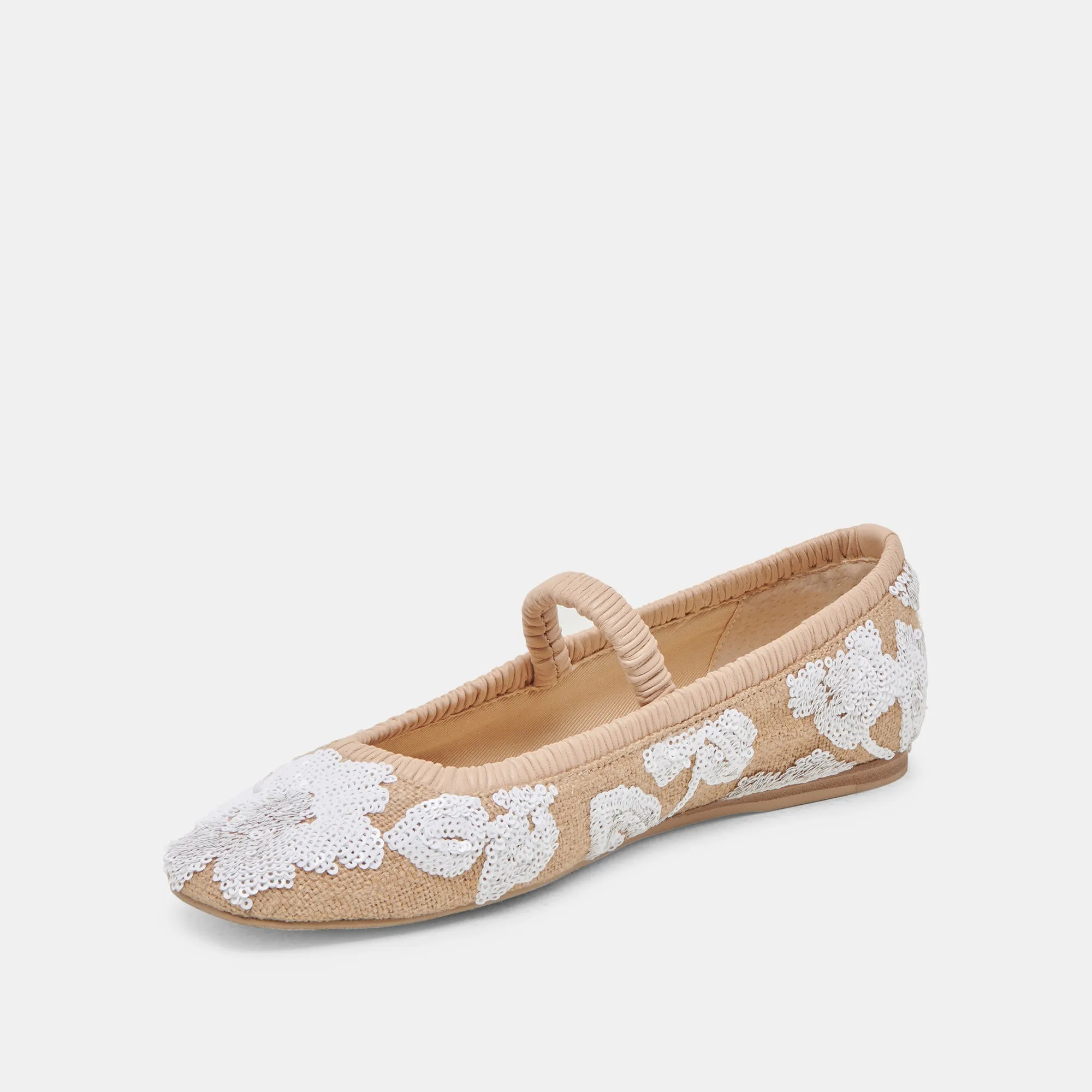 RHODIE BALLETTFLATS NATUR MULTI BLUMEN SEQUIN