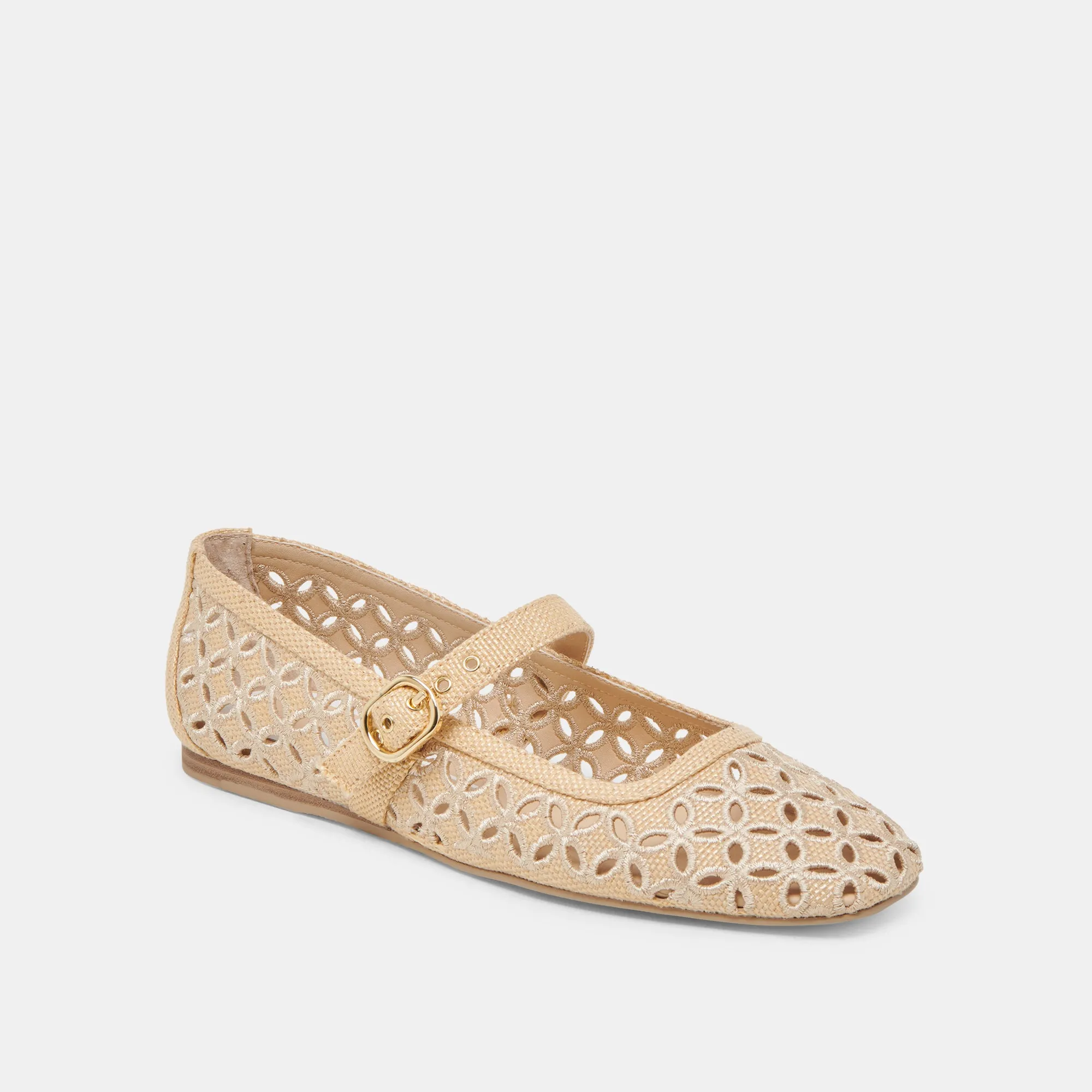RODNI EYELET PERFEKTE BALLETTFLACHER HELL NATUR GEFLOCHTENES RAFFIA