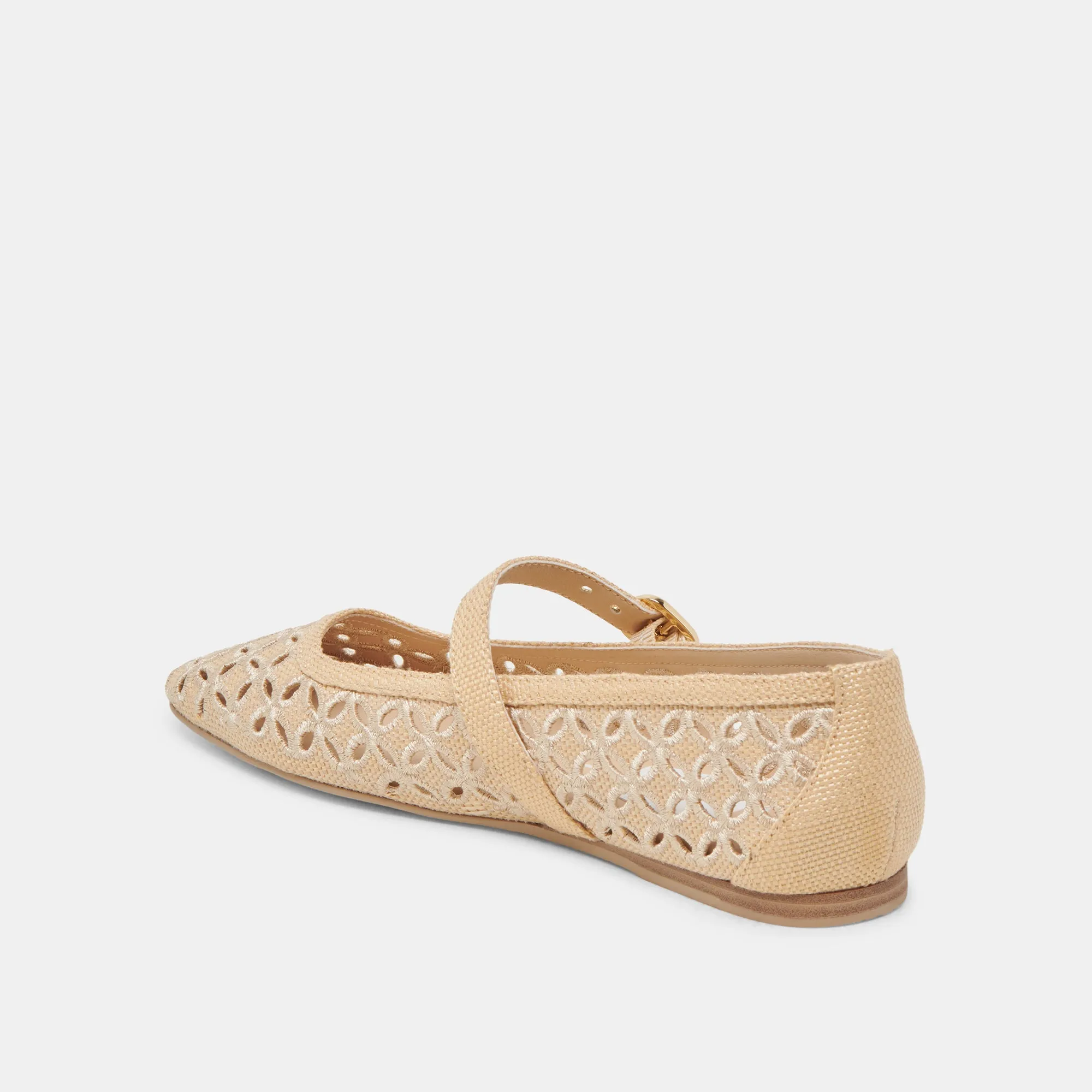 RODNI EYELET PERFEKTE BALLETTFLACHER HELL NATUR GEFLOCHTENES RAFFIA