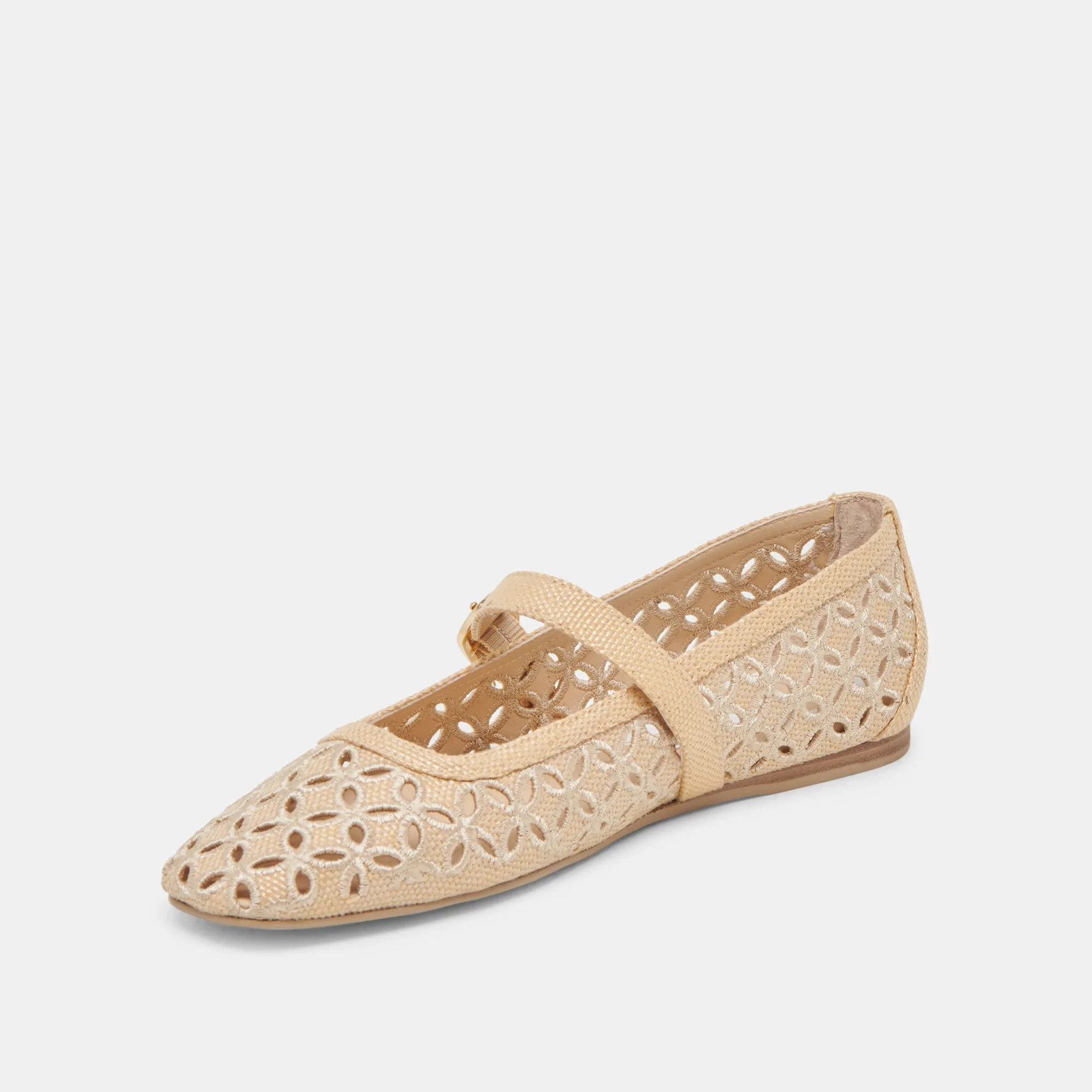RODNI EYELET PERFEKTE BALLETTFLACHER HELL NATUR GEFLOCHTENES RAFFIA