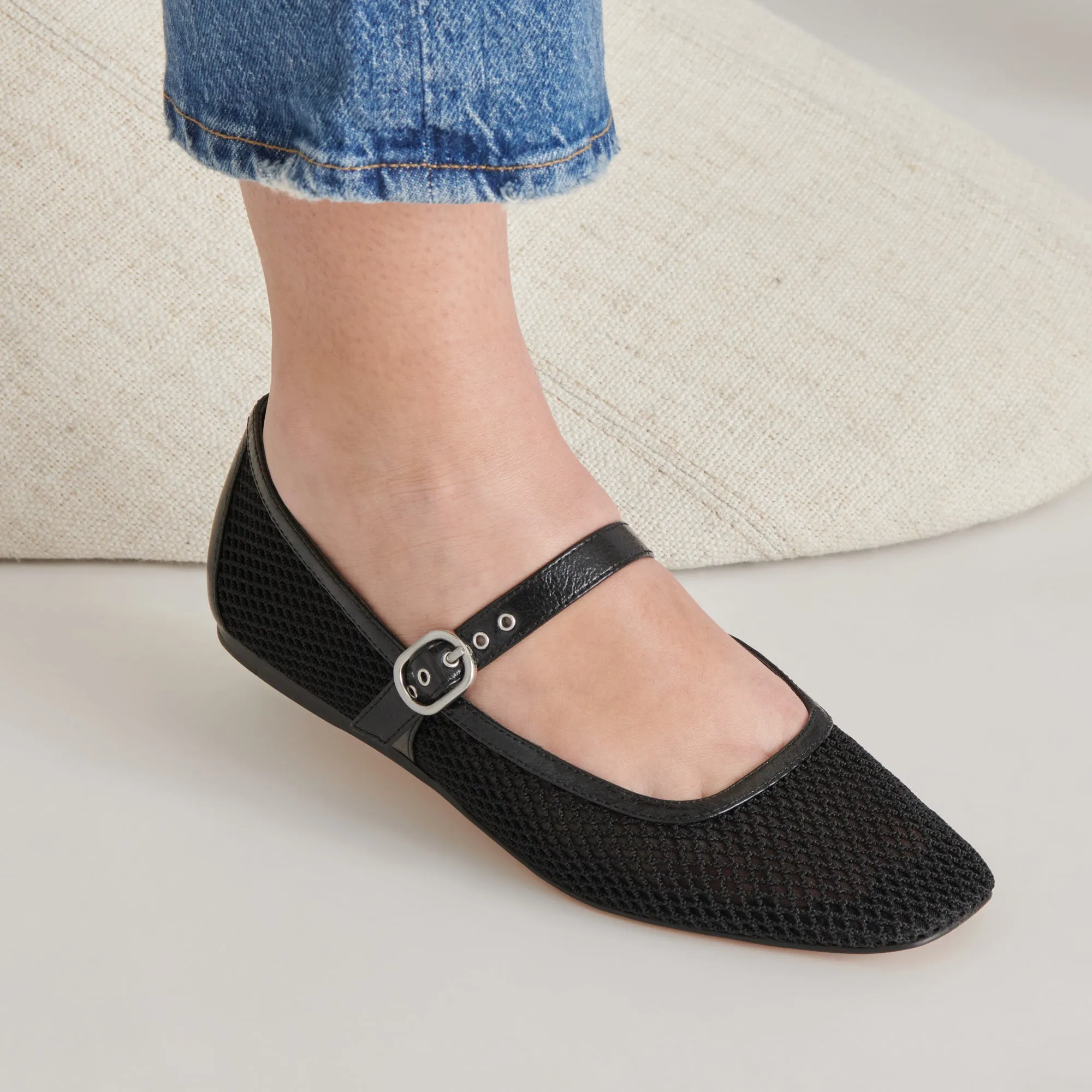 RODNI MESH BALLET FLATS SCHWARZ GEWEBTES MESH