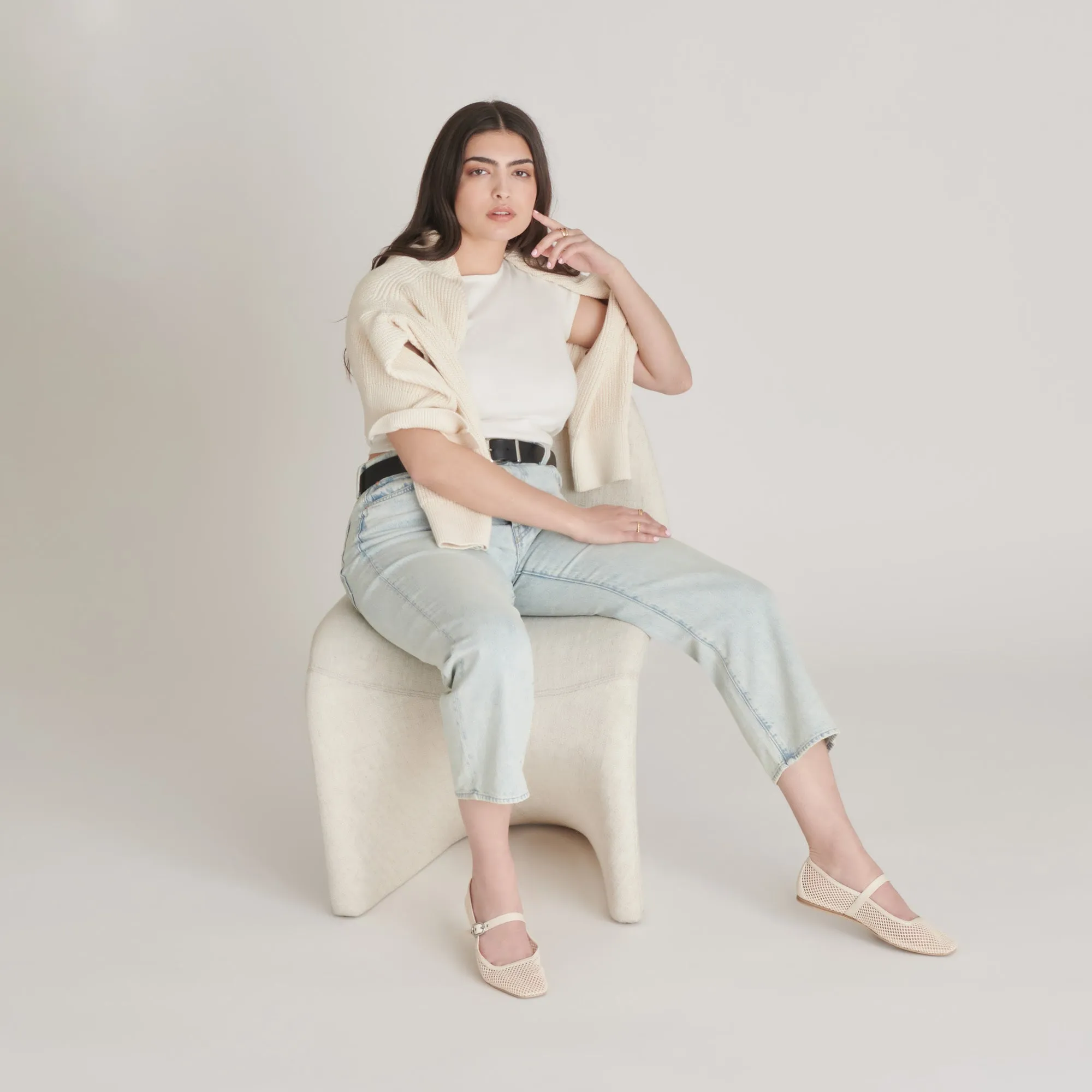 RODNI MESH BALLET FLATS CREME GEWEBTES MESH
