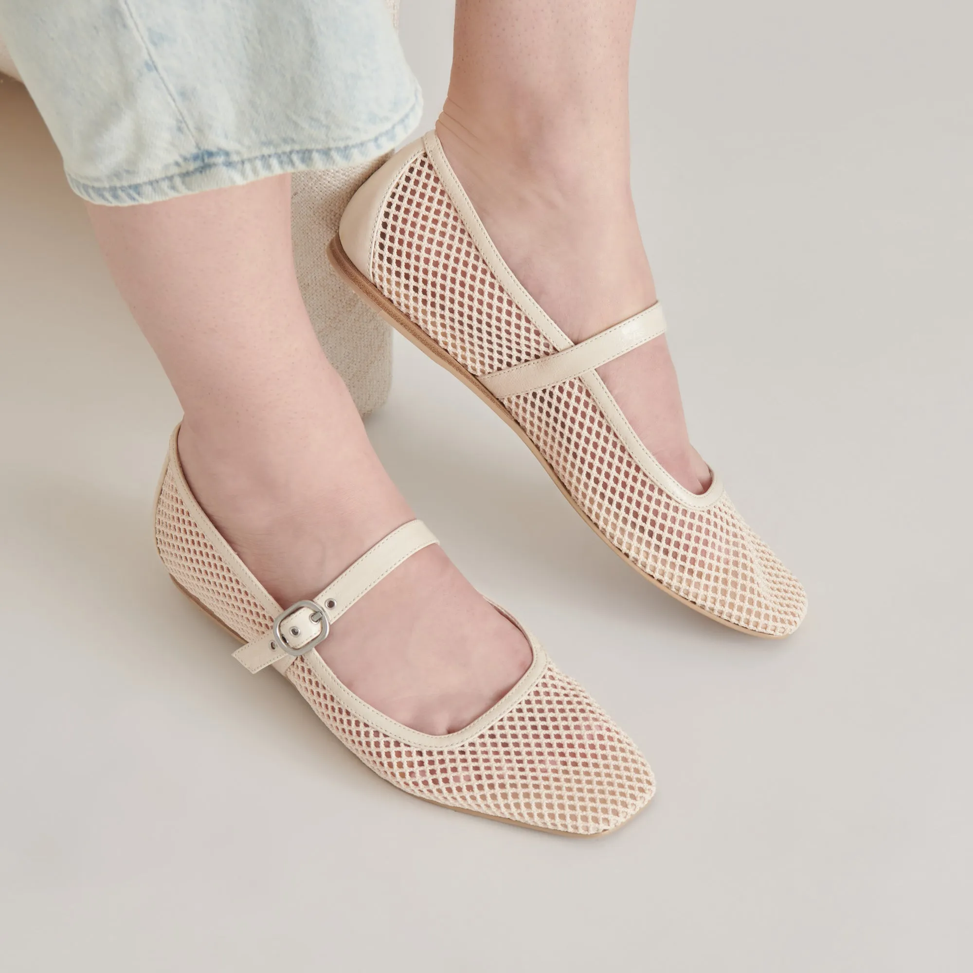 RODNI MESH BALLET FLATS CREME GEWEBTES MESH