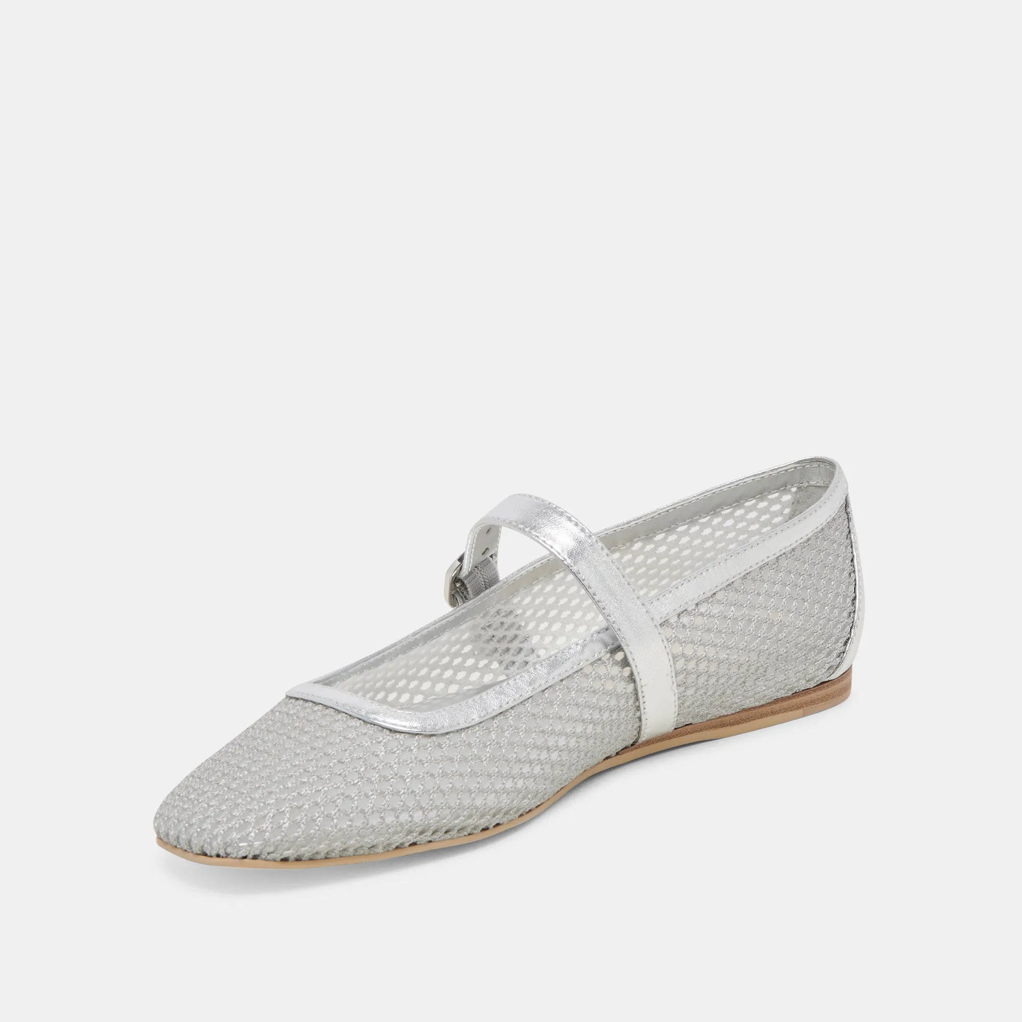 RODNI MESH BALLET FLATS SILBER GEWEBTES MESH