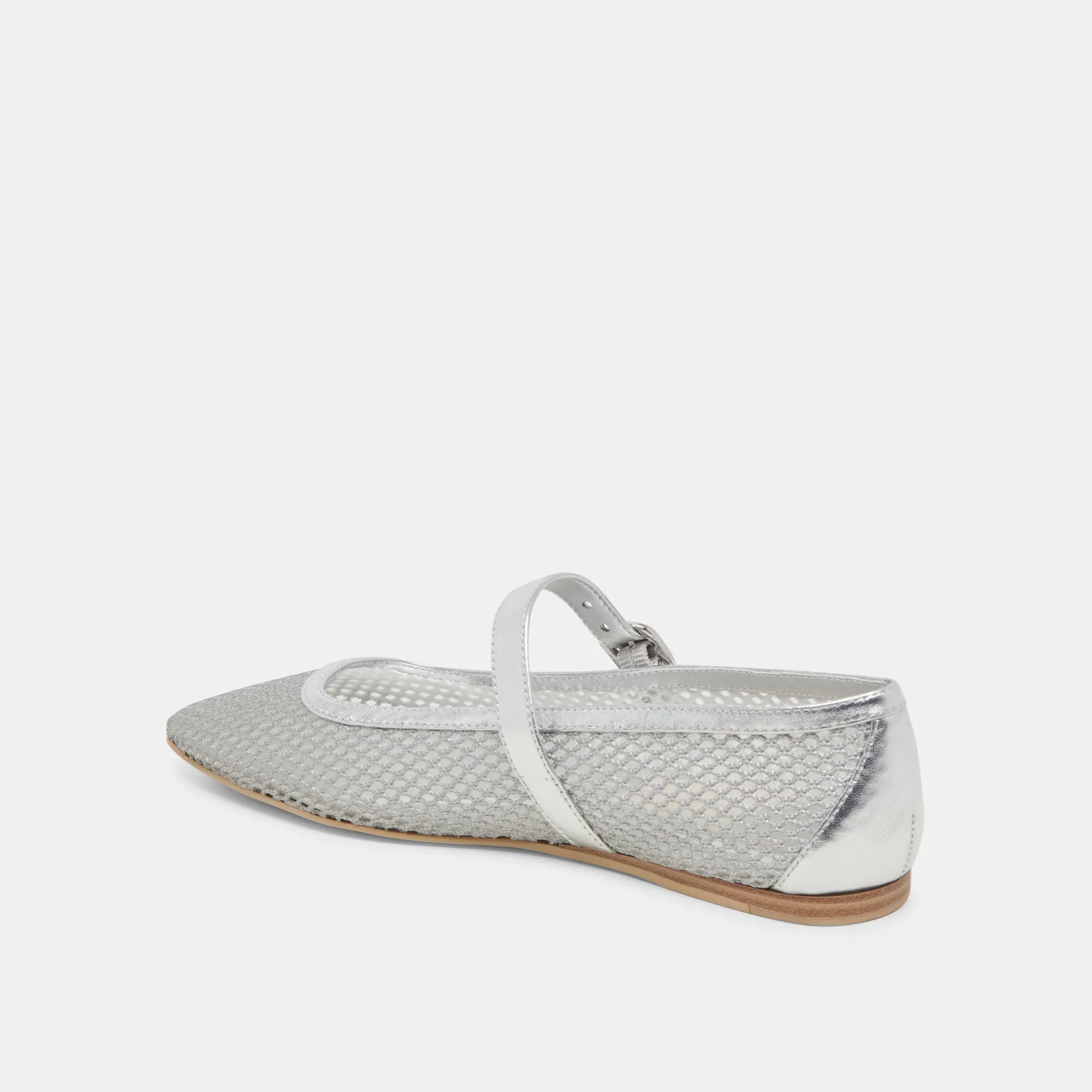 RODNI MESH BALLET FLATS SILBER GEWEBTES MESH