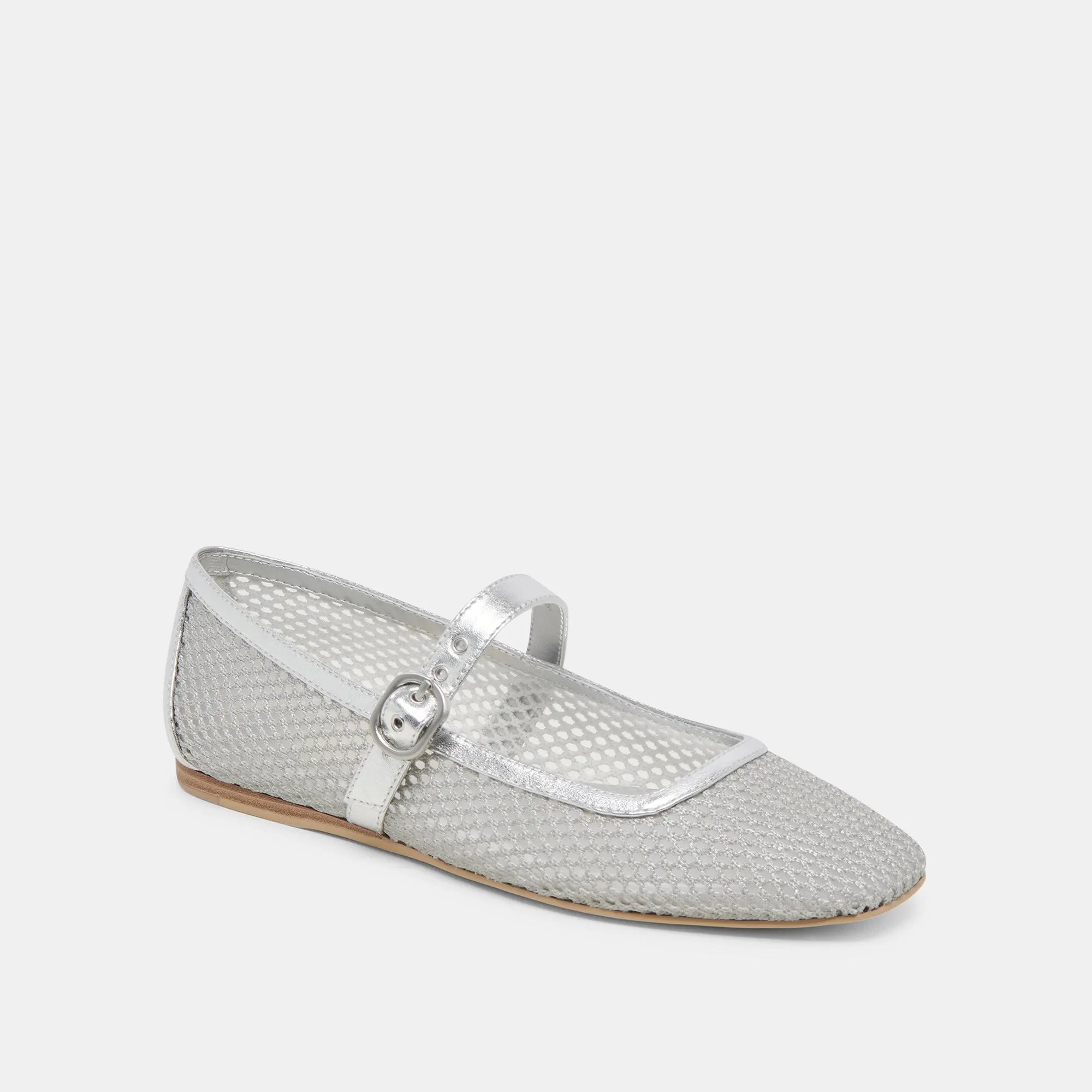 RODNI MESH BALLET FLATS SILBER GEWEBTES MESH