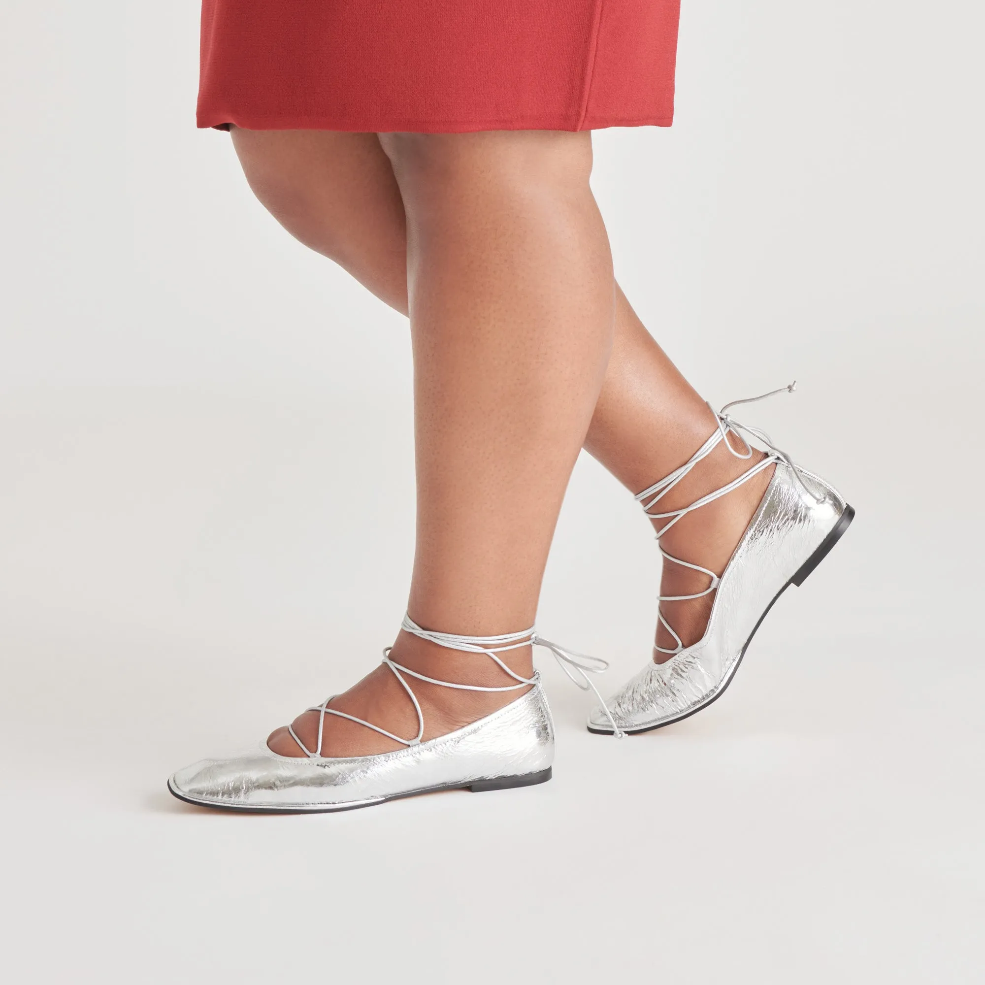 RYDER BALLETTFLATS SILBER ANTIKE LEDER