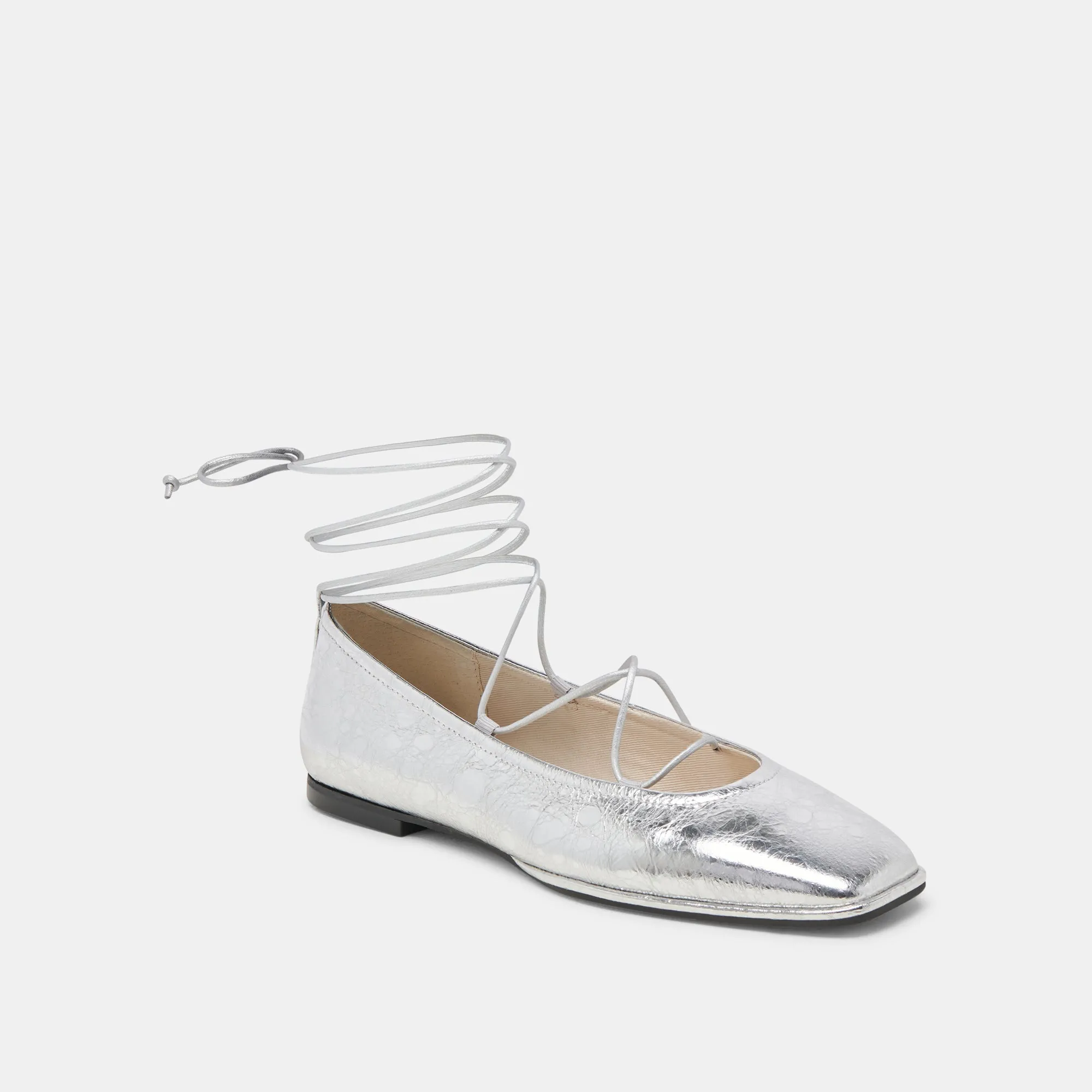 RYDER BALLETTFLATS SILBER ANTIKE LEDER