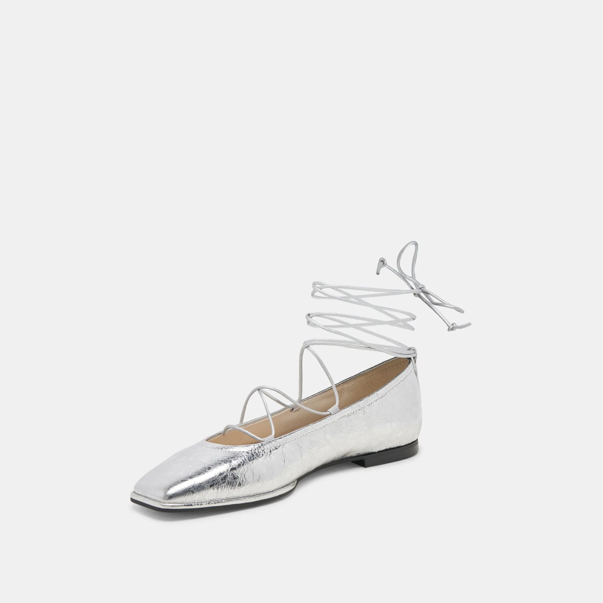 RYDER BALLETTFLATS SILBER ANTIKE LEDER