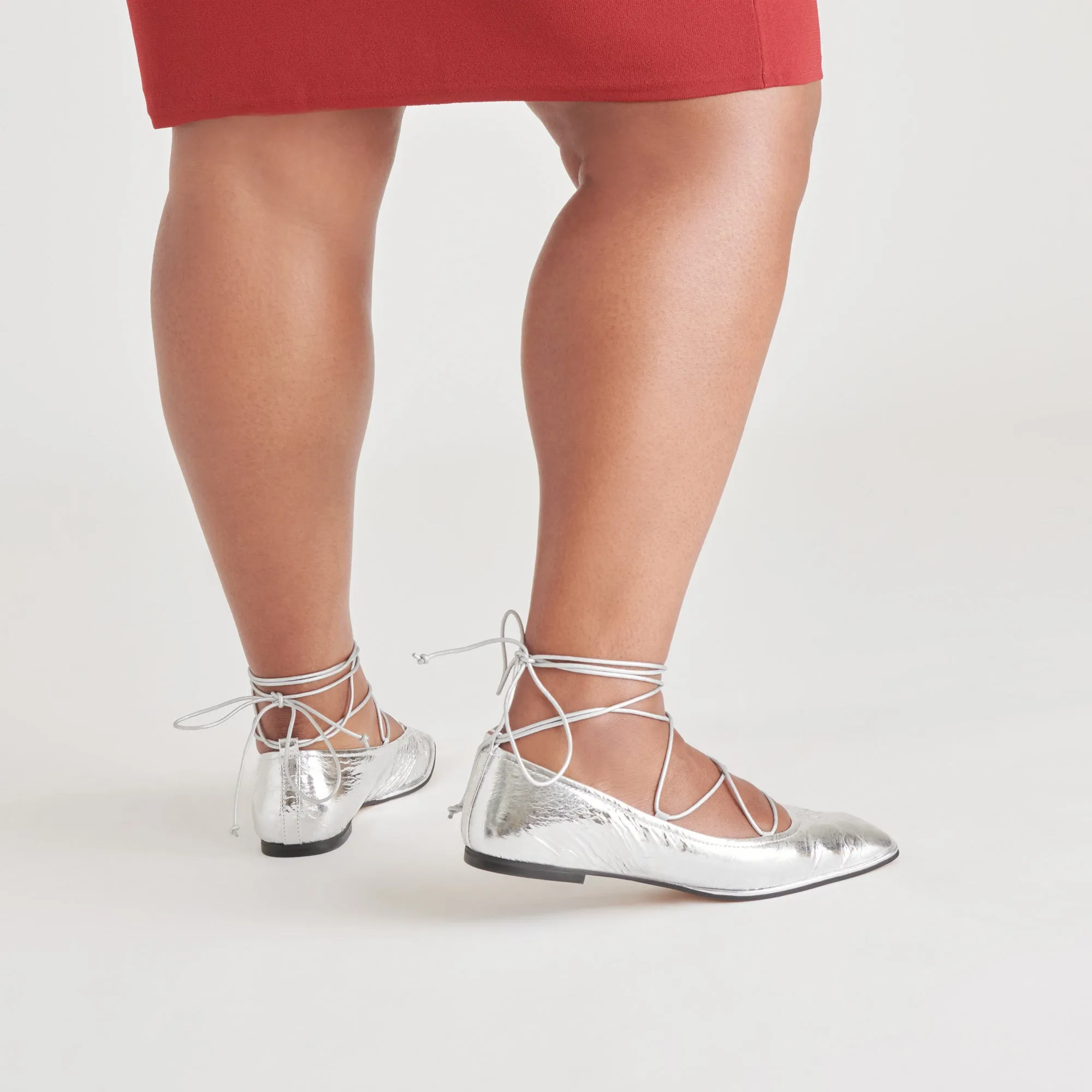 RYDER BALLETTFLATS SILBER ANTIKE LEDER