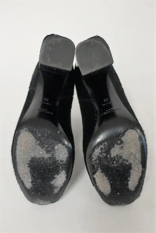 Saint Laurent Babies Chelsea Stiefel Schwarz Kalbshaar Größe 36 High Heel Knöchelstiefel