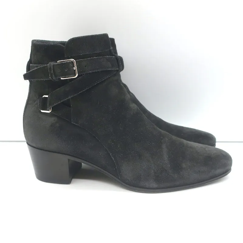 Saint Laurent Blake Jodhpur Stiefeletten Schwarz Wildleder Größe 37