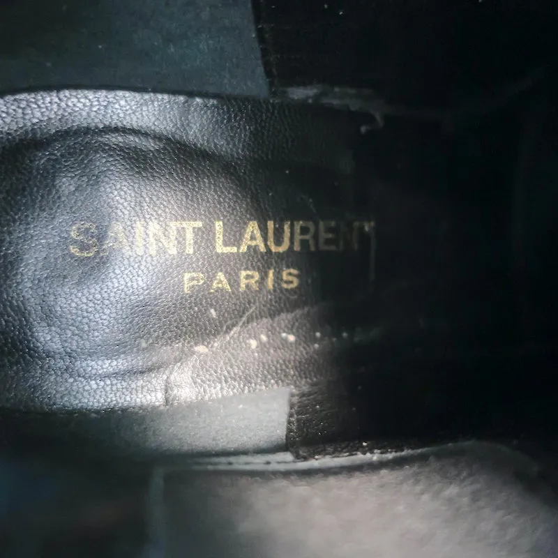 Saint Laurent Chelsea Stiefel Burgunder Wildleder Größe 37 Mittlere Absatz Knöchelstiefel