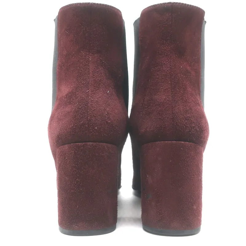 Saint Laurent Chelsea Stiefel Burgunder Wildleder Größe 37 Mittlere Absatz Knöchelstiefel