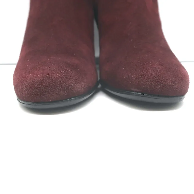 Saint Laurent Chelsea Stiefel Burgunder Wildleder Größe 37 Mittlere Absatz Knöchelstiefel