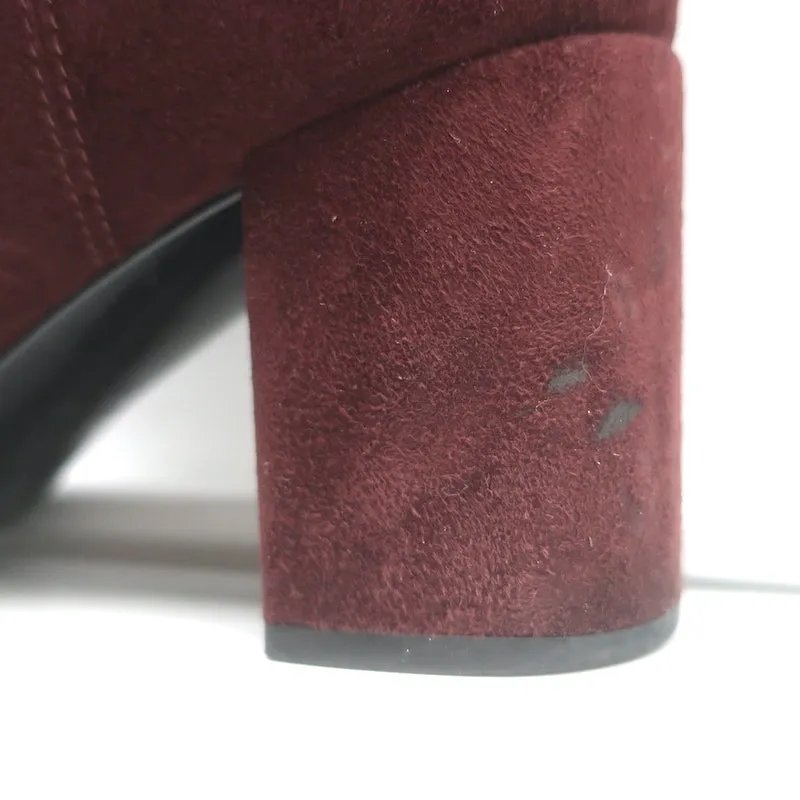 Saint Laurent Chelsea Stiefel Burgunder Wildleder Größe 37 Mittlere Absatz Knöchelstiefel