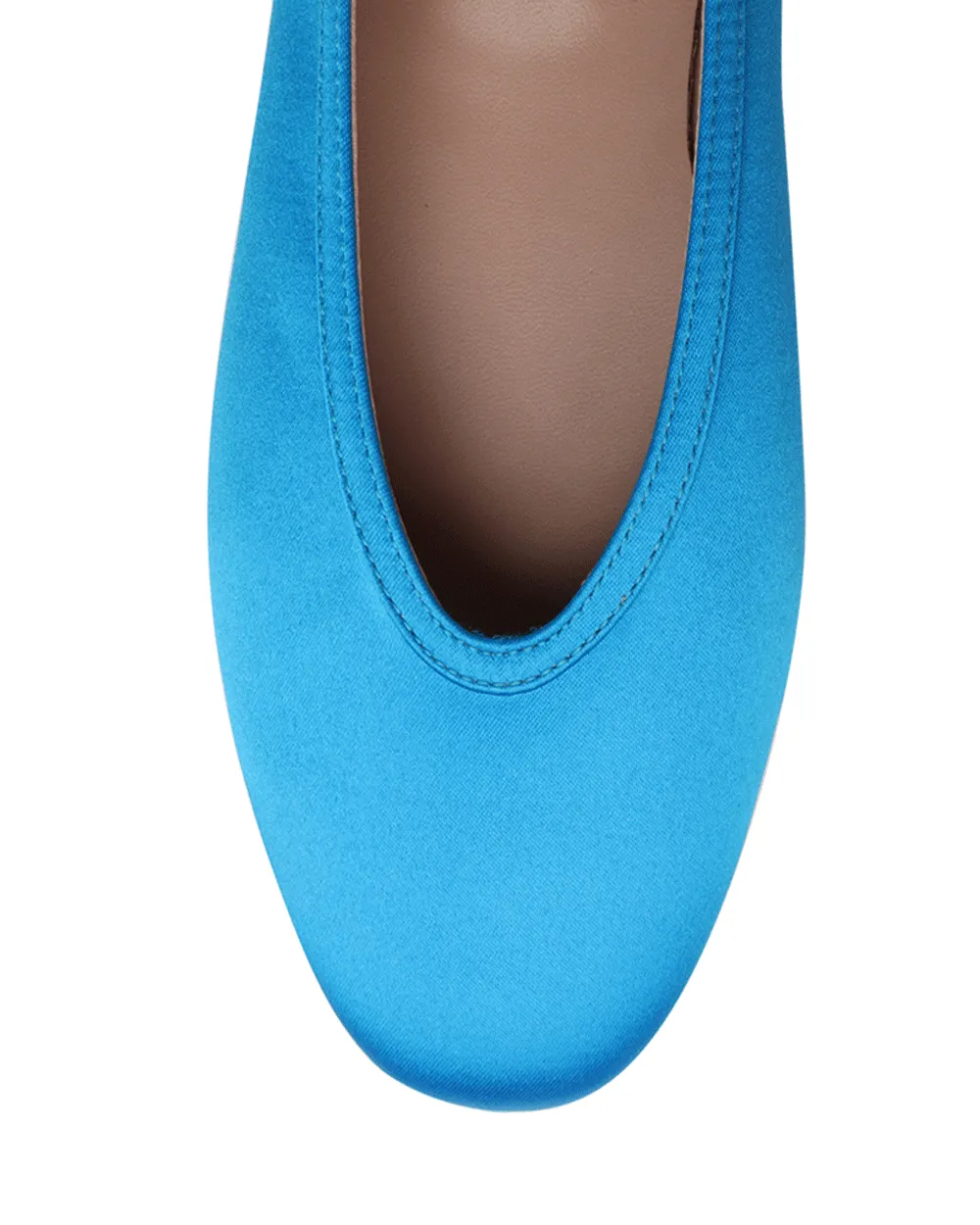Satin Dafne Flacher Schuh in Türkis