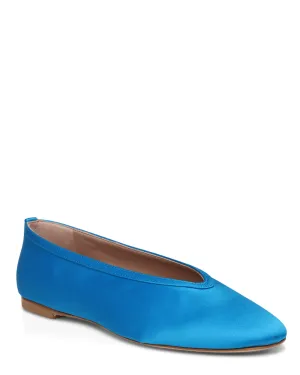 Satin Dafne Flacher Schuh in Türkis