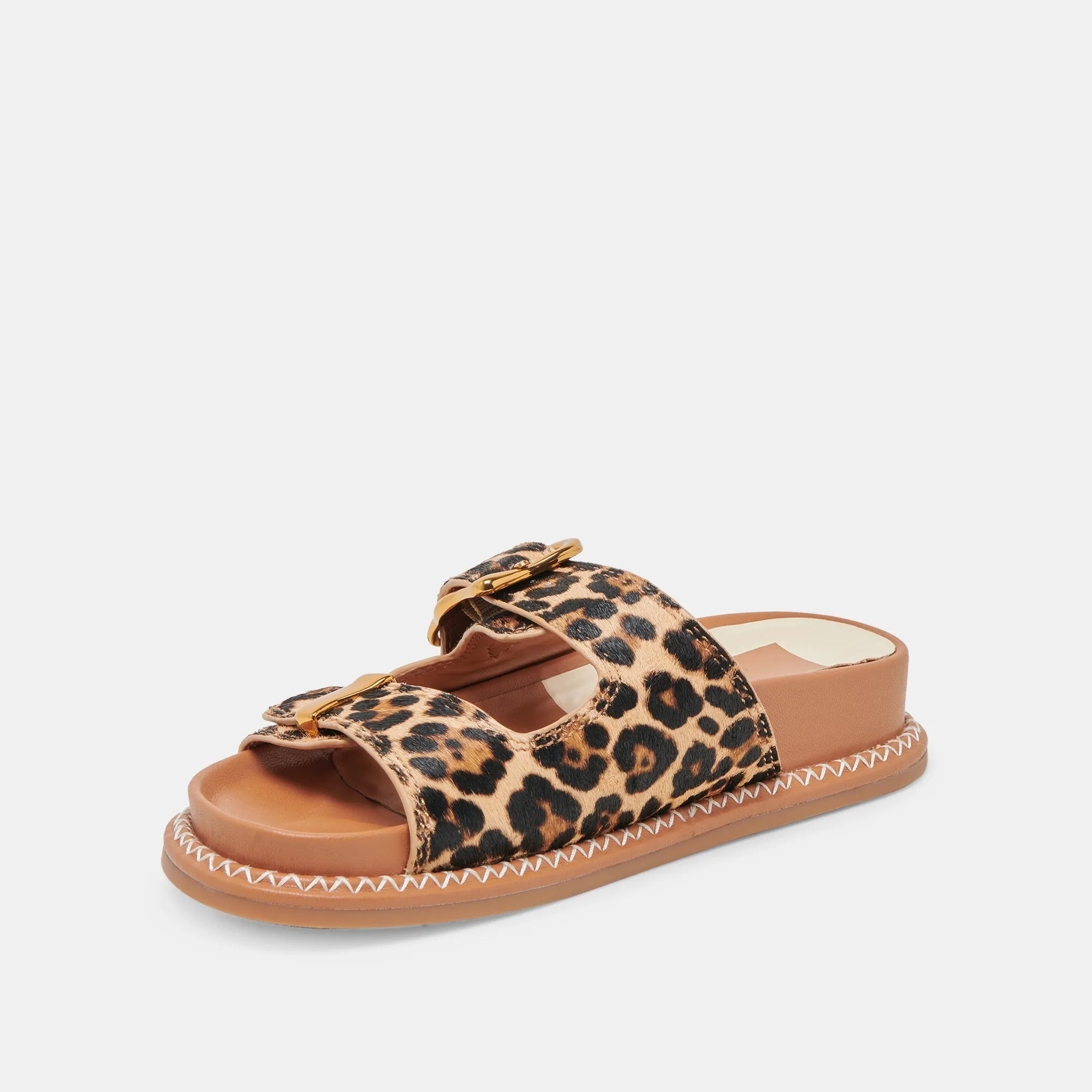 SEVANA SANDALEN DK LEOPARD KALBSHAAR