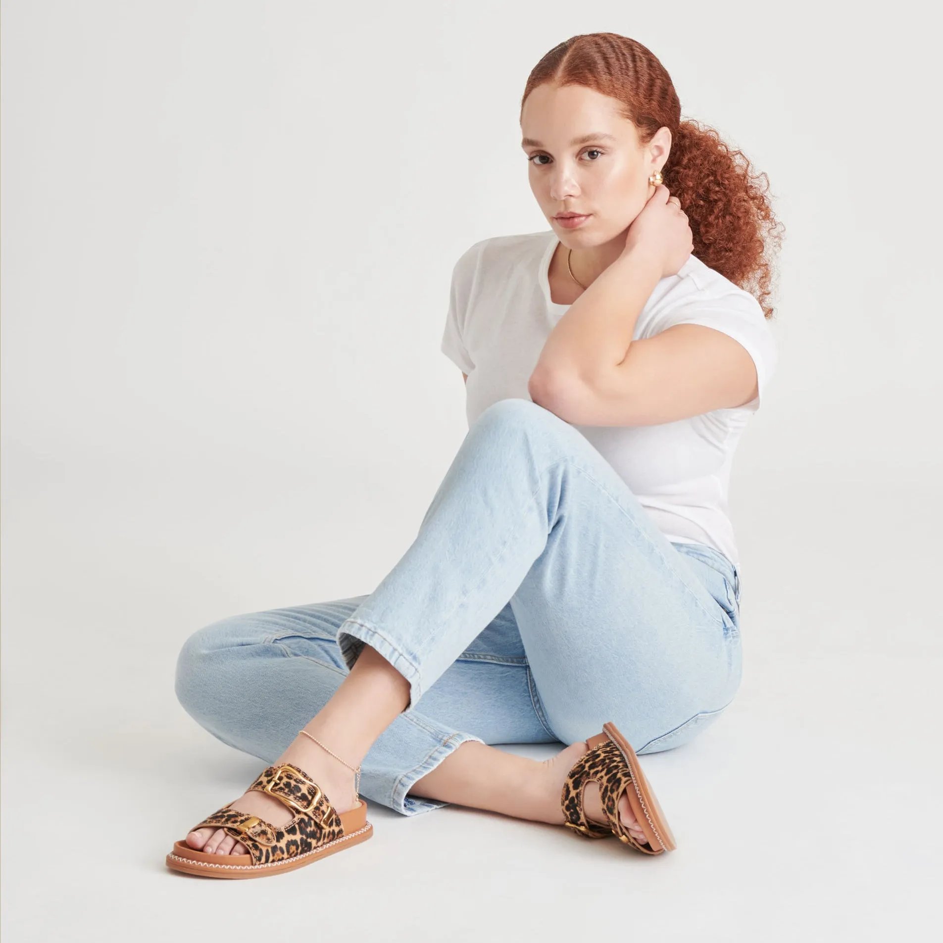 SEVANA SANDALEN DK LEOPARD KALBSHAAR
