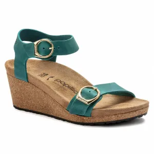 Soley Ring-Buckle Keil-Sandalette in Seegrün