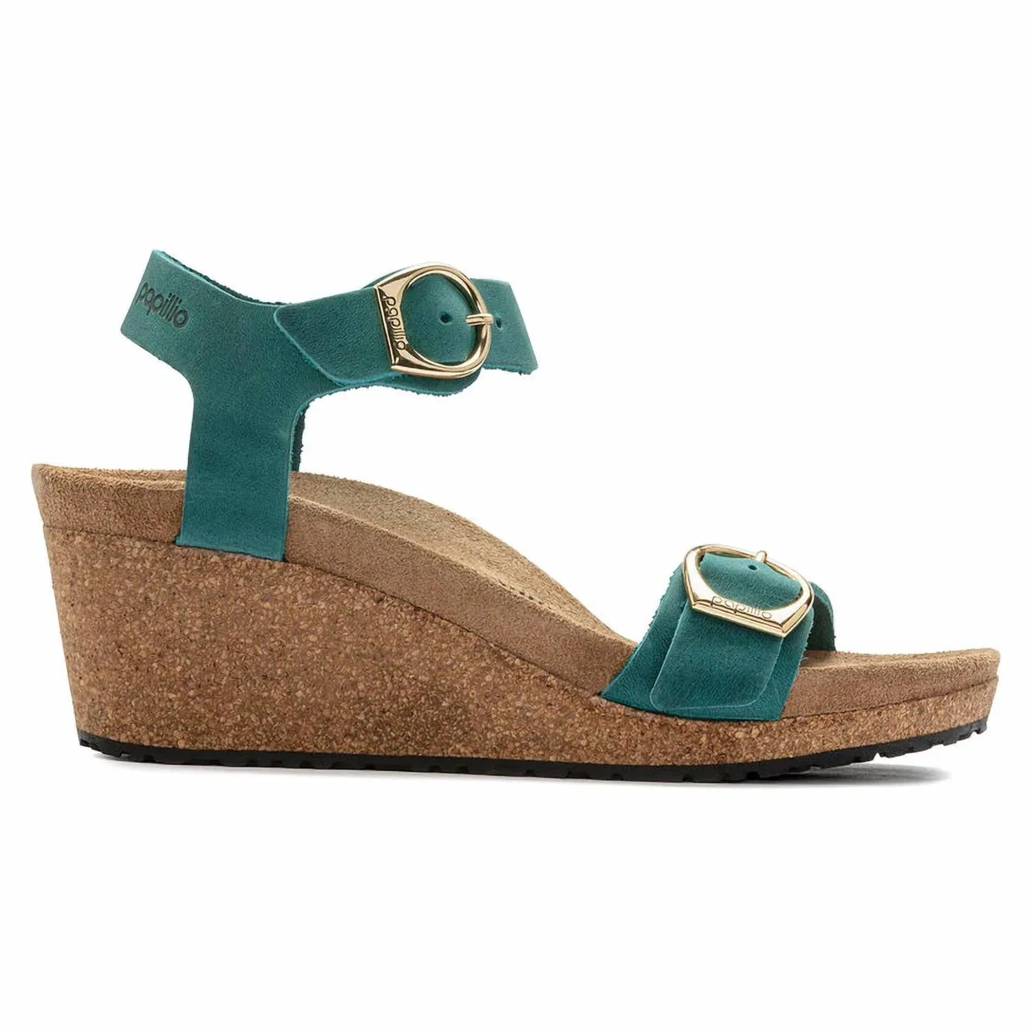 Soley Ring-Buckle Keil-Sandalette in Seegrün