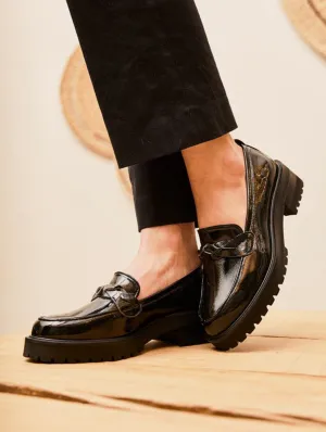 Spell Recycelte Getreide-Patentleder Vegane Loafers | Tiefschwarz