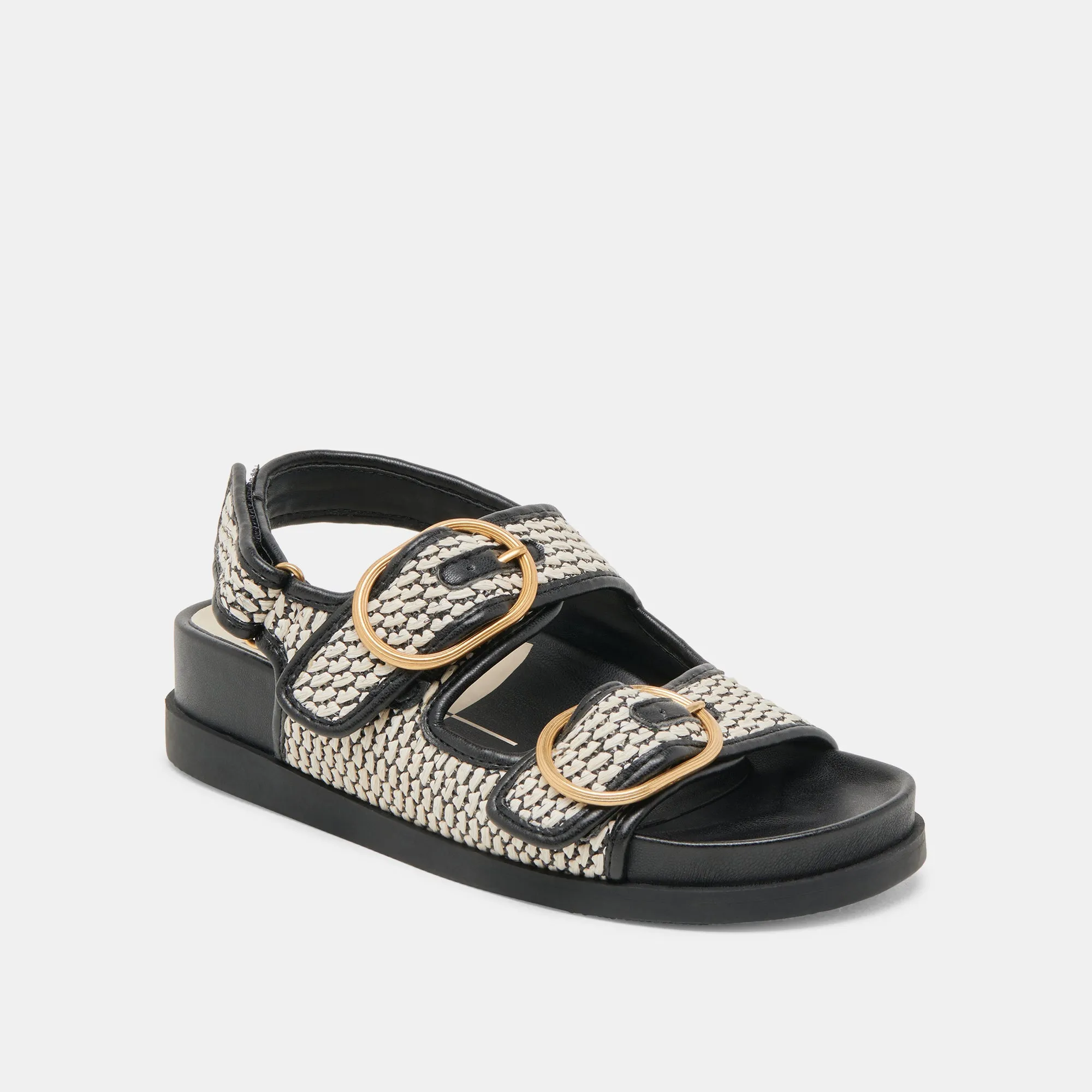 STARLA SANDALETTEN SCHWARZ NATURRAFFIA