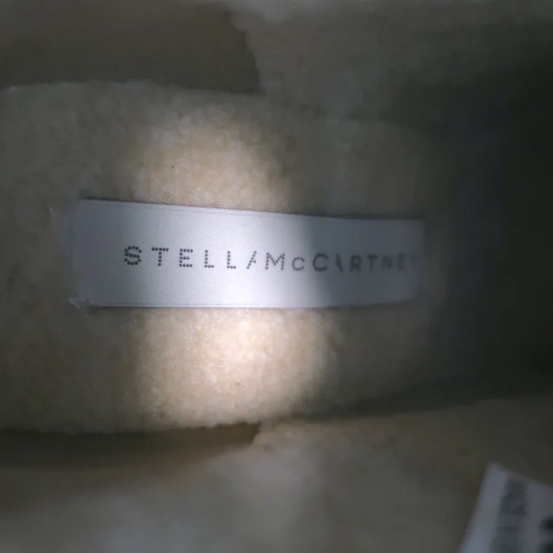 Stella McCartney Kunstpelz Schnür Keilabsatz Stiefeletten Schwarz Größe 38 NEU