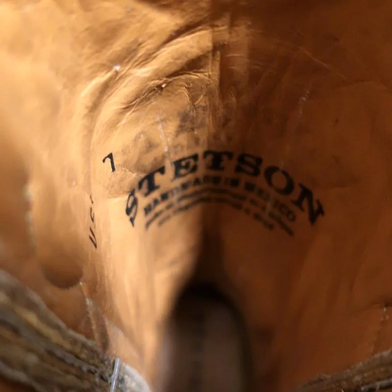 Stetson Cowboy-Stiefel Braun Ausschnitt Leder & Spitze Größe 7 NEU