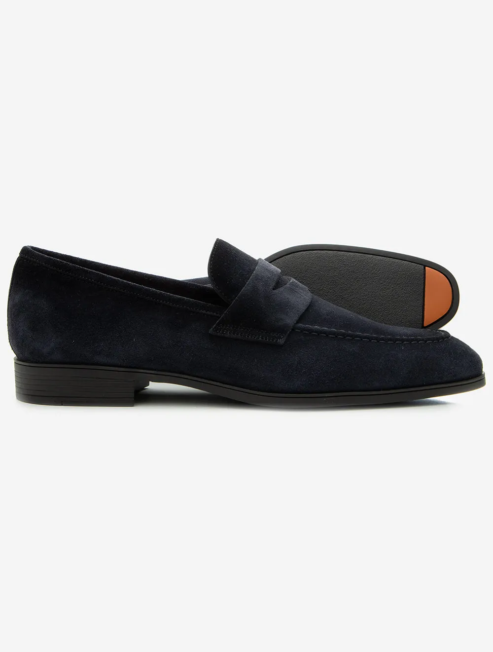 Suede Penny Loafer Marineblau