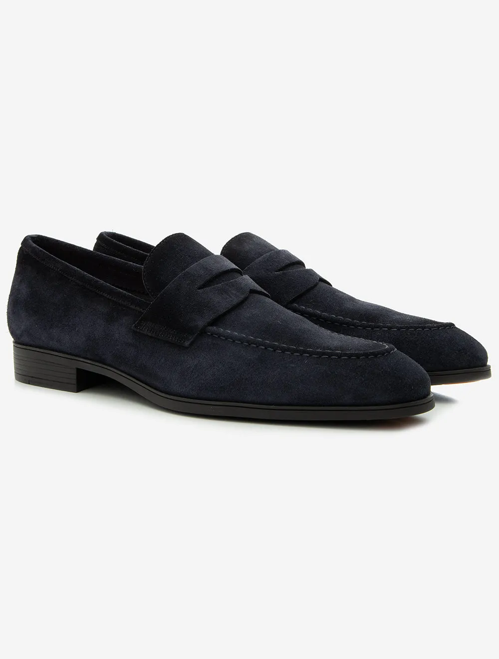Suede Penny Loafer Marineblau