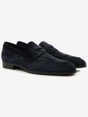 Suede Penny Loafer Marineblau