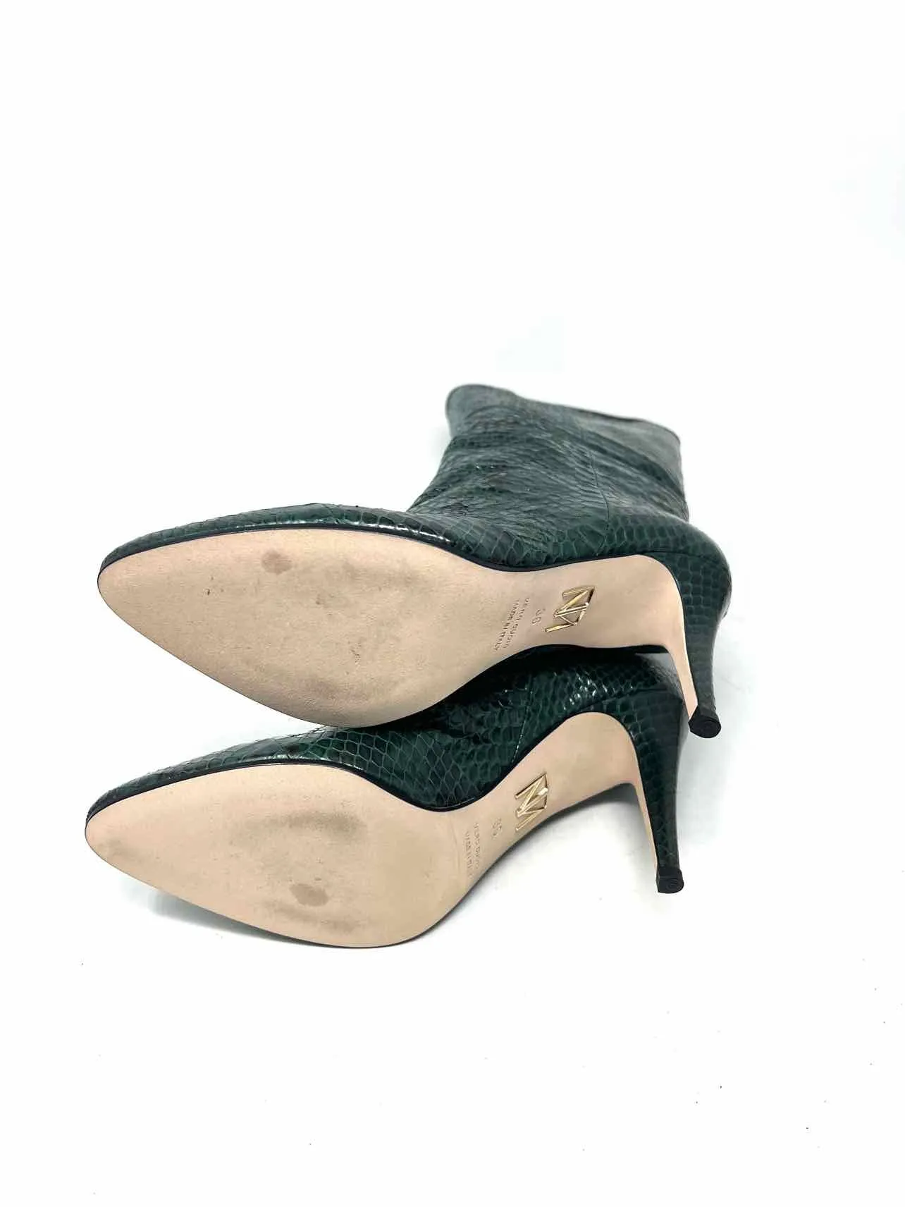 Tamara Mellon Größe 6 Grün/Schwarz Schlangenleder-Designerstiefel MIT STAUBEUTEL