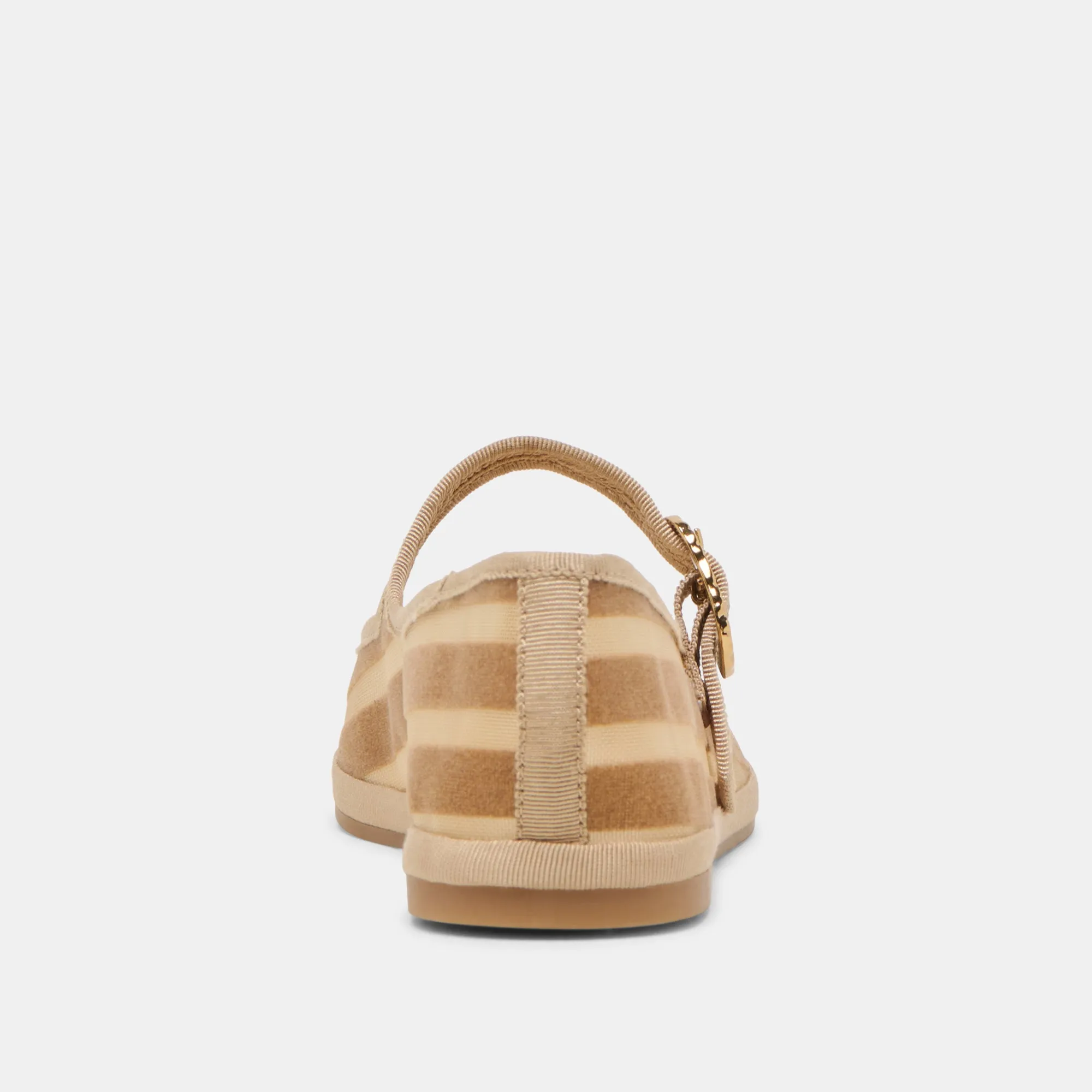 TAMEKA BALLETTFLACHER IN BEIGE MIT STREIFEN UND NETZ