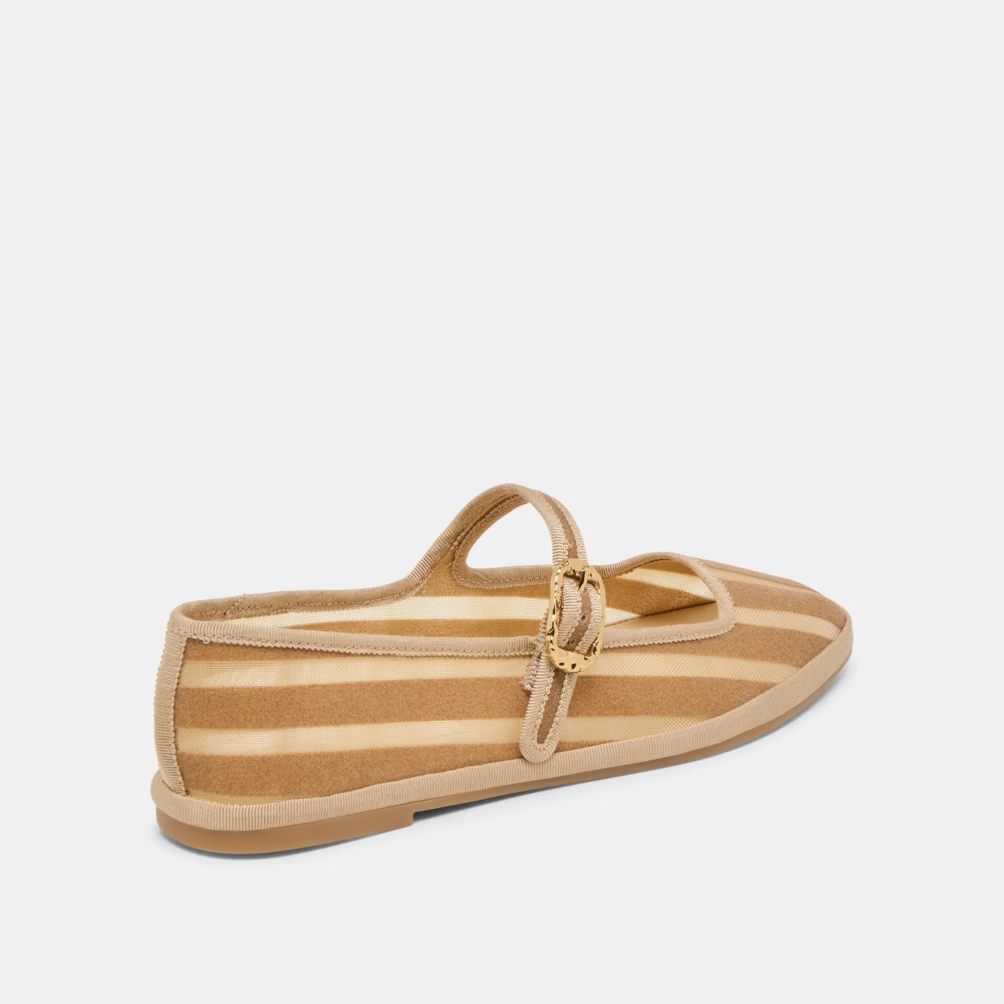 TAMEKA BALLETTFLACHER IN BEIGE MIT STREIFEN UND NETZ