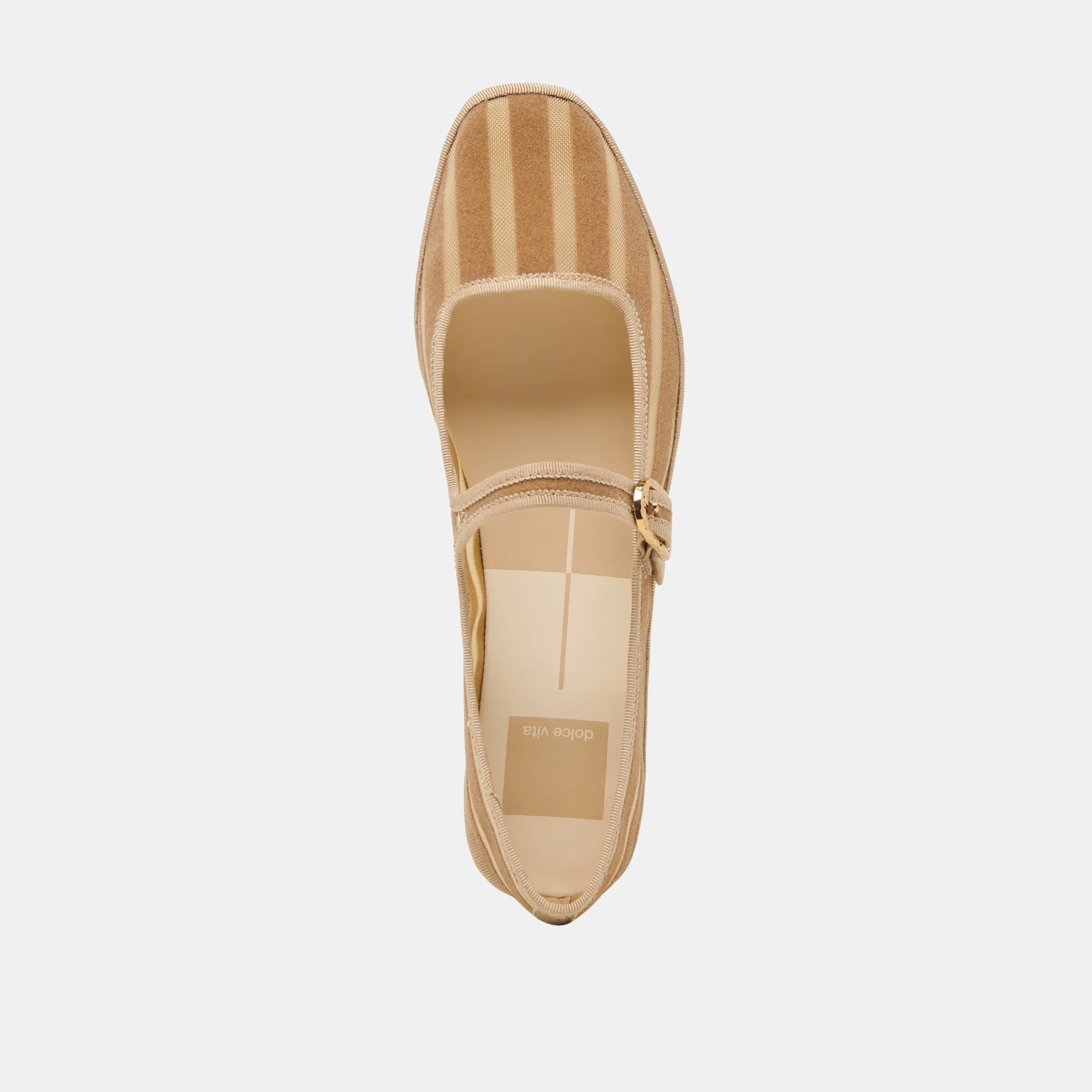 TAMEKA BALLETTFLACHER IN BEIGE MIT STREIFEN UND NETZ