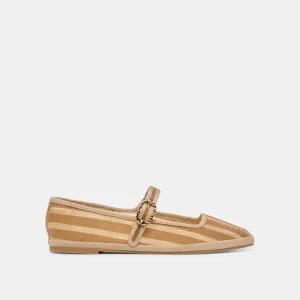 TAMEKA BALLETTFLACHER IN BEIGE MIT STREIFEN UND NETZ