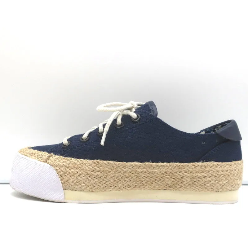 Tory Burch Plateau-Espadrille-Sneakers Marineblau Leinen Größe 5