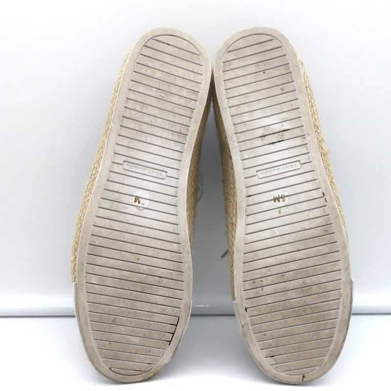 Tory Burch Plateau-Espadrille-Sneakers Marineblau Leinen Größe 5
