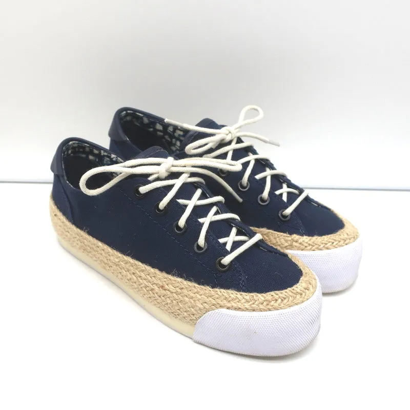 Tory Burch Plateau-Espadrille-Sneakers Marineblau Leinen Größe 5