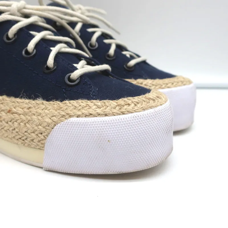 Tory Burch Plateau-Espadrille-Sneakers Marineblau Leinen Größe 5