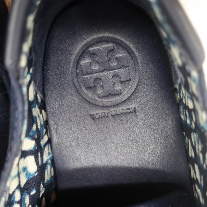 Tory Burch Plateau-Espadrille-Sneakers Marineblau Leinen Größe 5