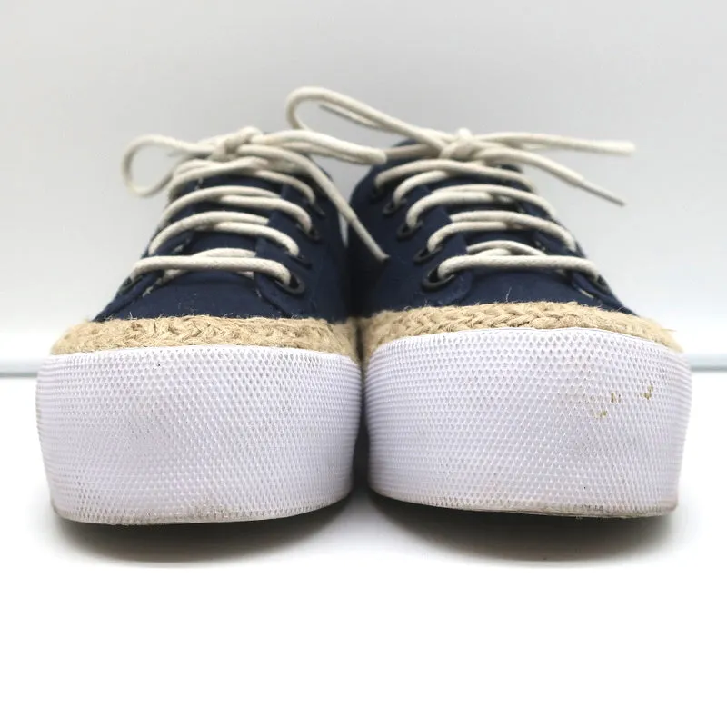 Tory Burch Plateau-Espadrille-Sneakers Marineblau Leinen Größe 5