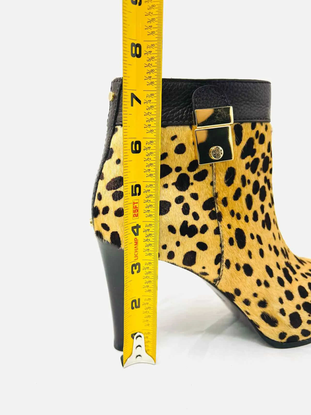 Tory Burch Größe 8,5 Hellbraun/Braun Animal Print Kuhhaar MIT KARTON!!! Knöchelstiefel