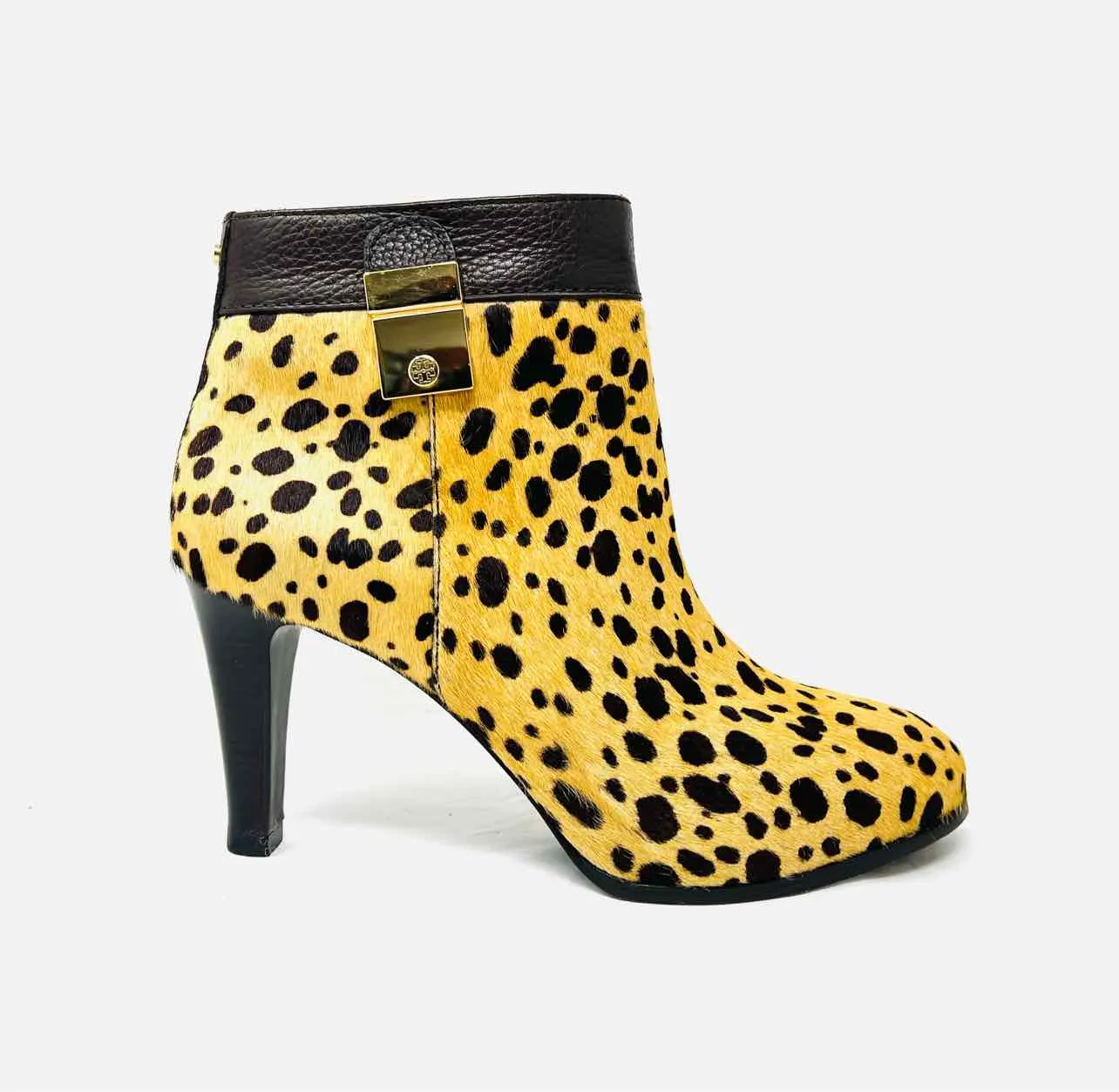 Tory Burch Größe 8,5 Hellbraun/Braun Animal Print Kuhhaar MIT KARTON!!! Knöchelstiefel