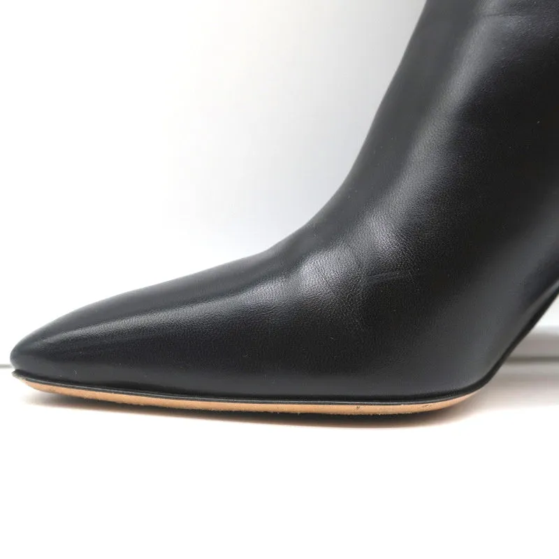 Valentino Rockstud Trim Stiefel mit mittlerer Schafthöhe Schwarz Leder Größe 38 High Heel