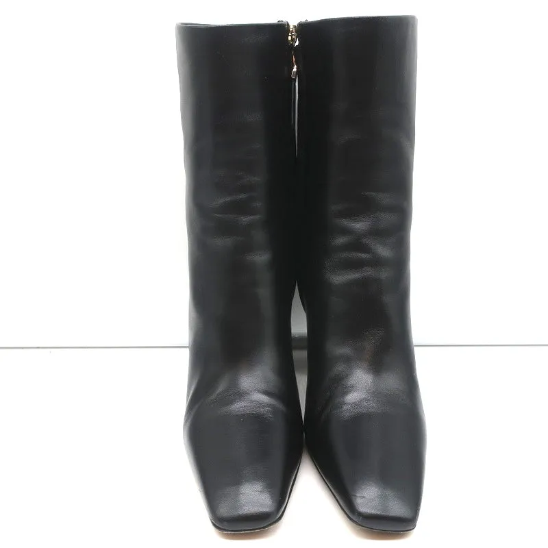 Valentino Rockstud Trim Stiefel mit mittlerer Schafthöhe Schwarz Leder Größe 38 High Heel